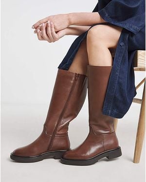 Simply Be Leather Knee High Riding Boots Wide C - Natural