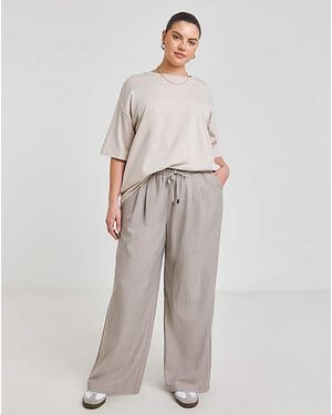 Simply Be Pinstripe Wide Leg Trouser - Grey