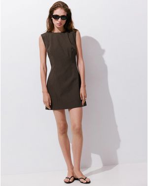 Mango Gingham Check Cotton Dress - Brown