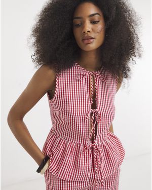 Vila Ls Striped Top - Red