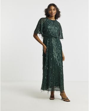 Joanna Hope Sequin Tassle Dress - Green