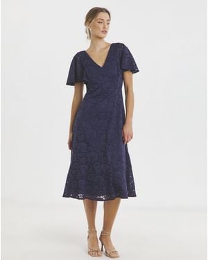 Joanna Hope Lace Midi Dress - Blue
