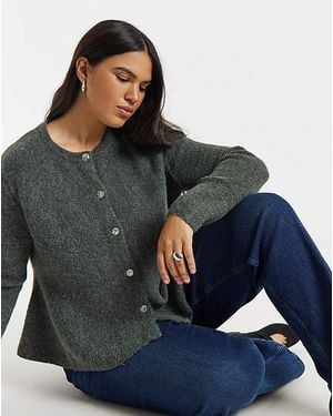 Simply Be Peplum Knitted Cardigan - Grey