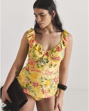 Figleaves Frill Tankini Top - Yellow