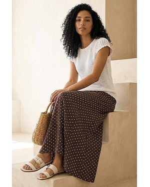 Roman Roman Polka Dot Midi Skirt - Brown