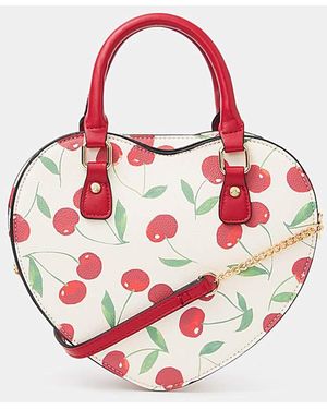 Accessorize Cherry Print Heart Crossbody - Pink
