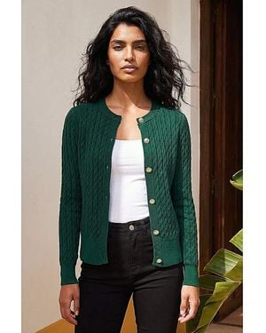 Roman Roman Cable Knit Cardigan - Green