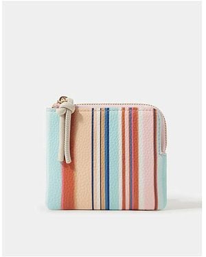 Accessorize Stripe Coin Purse - White