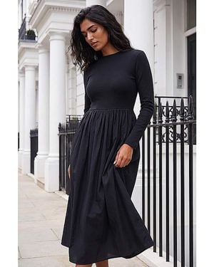 Roman Roman Cotton Stretch Jersey Midi Dress - Blue