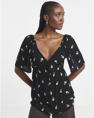 Simply Be Crinkle Blouse - Black