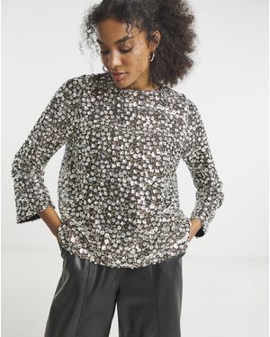 Joanna Hope Beaded Top - Grey