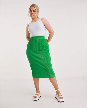Simply Be Plisse Midi Tube Skirt - Green