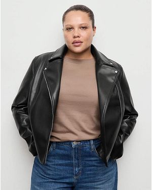 Mango Faux Leather Biker Jacket - Grey