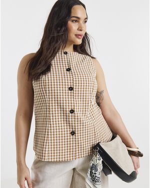 Simply Be Chocolate Boat Neck Formal Top - Natural