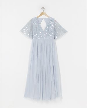 Maya Curve Disc Sequin Maxi Dress - Blue