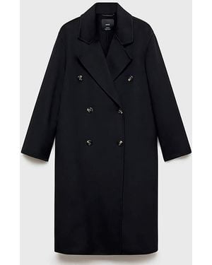 Mango Double Breasted Wool Coat - Blue