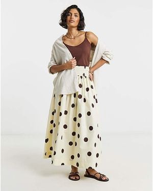 Simply Be Cream Spot Print Skirt - Natural