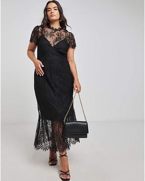 Lovedrobe Lace Tiered Hem Dress - Black