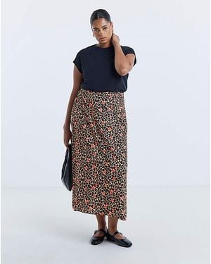 Simply Be Leopard Lipstick Midi Skirt - Blue