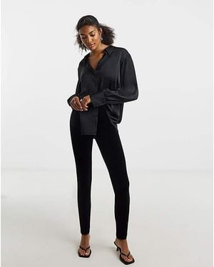 Simply Be High Waist Velour Leggings - Black