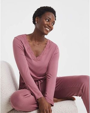 JD Williams Viscoce Lace Pj Set - Pink