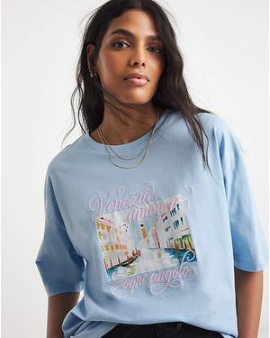 Simply Be Venezia Graphic T-Shirt - Blue