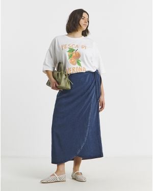 Simply Be Denim Wrap Skirt - Blue