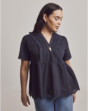 Julipa Lace Trim Blouse - Blue