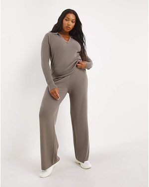 Calvin Klein Wool Knit Trousers - Natural