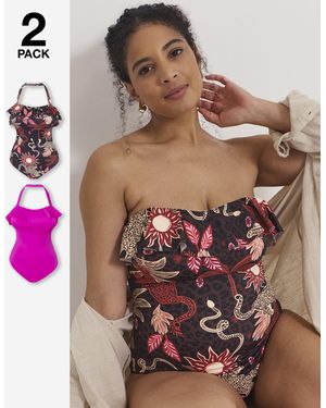 Simply Be Value 2 Pack Swimsuits - Red