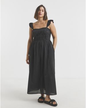 Simply Be Broderie Detail Midi Dress - Black