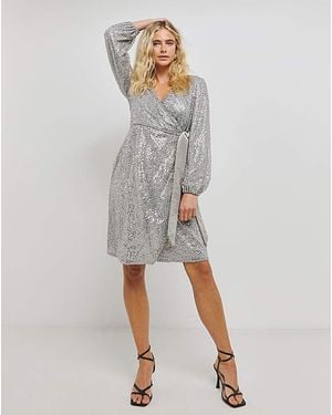 Chi Chi London Chi Chi V Neck Sequin Mini Dress - Grey
