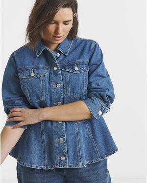 Simply Be Denim Peplum Jacket - Blue