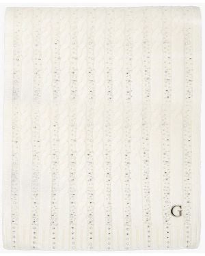 Guess Knitted Logo Diamante Scarf - Natural