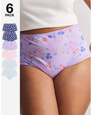 Pretty Secrets 6 Pack Full Brief Knickers - Purple