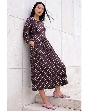 Roman Roman Polka Dot Print Pocket Dress - Purple