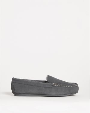 JD Williams Classic Suede Moccasin Slipper Eee Fit - Grey