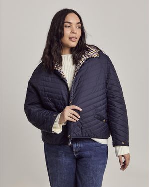 Julipa Reversible Printed Padded Coat - Blue
