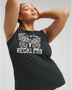 Simply Be Reckless Slogan Tank - Black