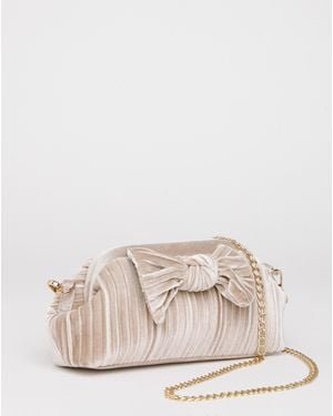 JD Williams Velvet Bow Pleated Clutch Bag - Black