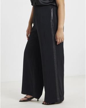 Simply Be Sequin Side Stripe Trouser - Black