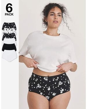 Pretty Secrets 6 Pack Full Brief Knickers - White