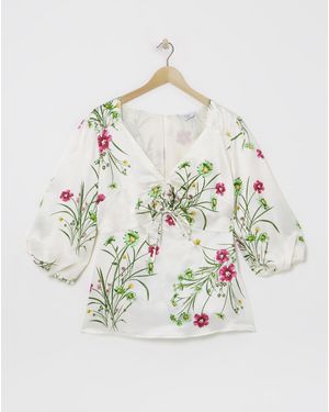 Joanna Hope Ruched Front Blouse - White