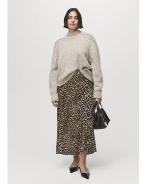 Mango Leopard Print Skirt - Natural