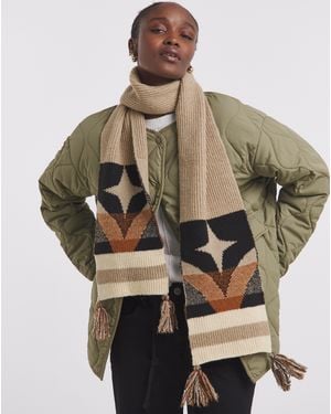 JD Williams Aztec Pattern Knitted Scarf - Metallic