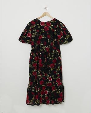 Lovedrobe Textured Floral Midi Dress - Multicolour