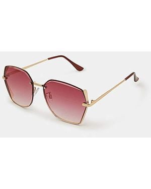 Accessorize Geometric Metal Sunglasses - Pink