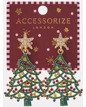 Accessorize Christmas Tree Earrings - Red