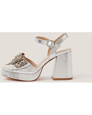Monsoon Arla Jewel Bow Platform Heels - Natural