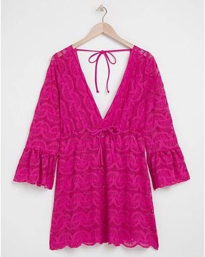Figleaves Cancun Lace Beach Dress - Pink